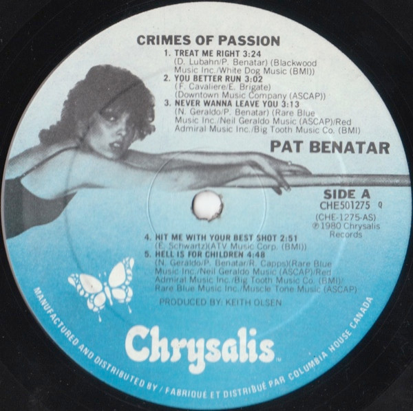 Pat Benatar - Crimes Of Passion | Chrysalis (CHE 501275) - 3