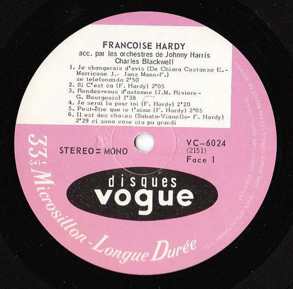 Françoise Hardy - La Maison Où J'ai Grandi | Disques Vogue (VC 6024) - 2 Françoise Hardy - La Maison Où J'ai Grandi | Disques Vogue (VC 6024) - 2