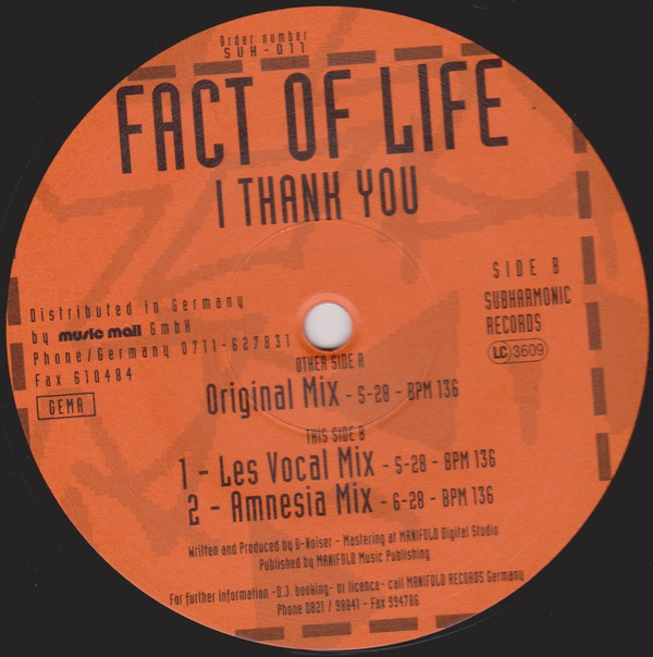 Fact Of Life - I Thank You | Subharmonic Records (SUH 011) - main Fact Of Life - I Thank You | Subharmonic Records (SUH 011) - main