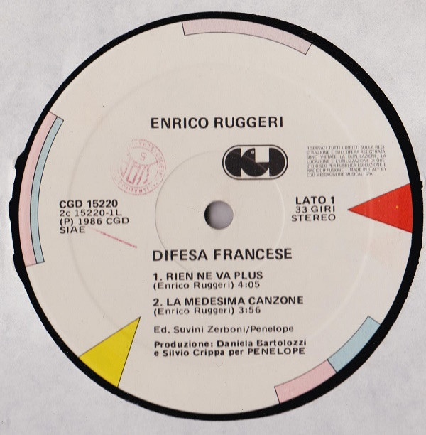 Enrico Ruggeri - Difesa Francese | CGD (CGD 15220) - 4