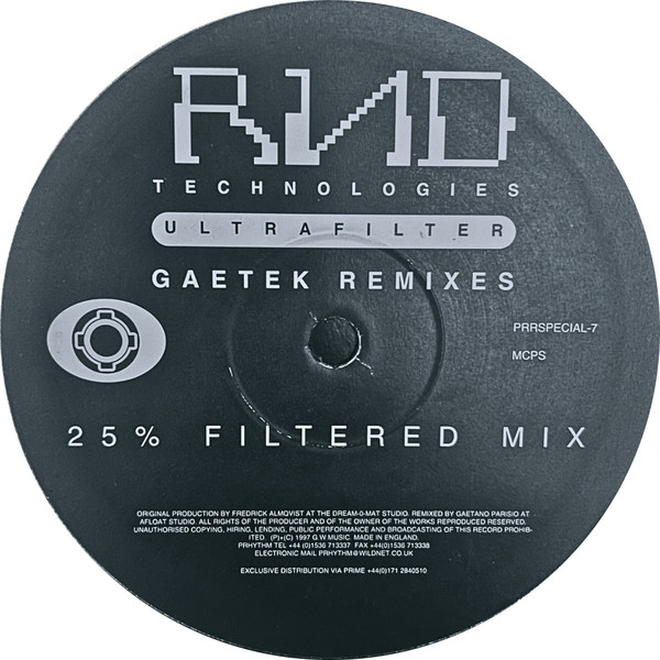 R.N.D. Technologies - Ultrafilter (Gaetek Remixes) | Planet Rhythm Records (PRRSPECIAL-7)