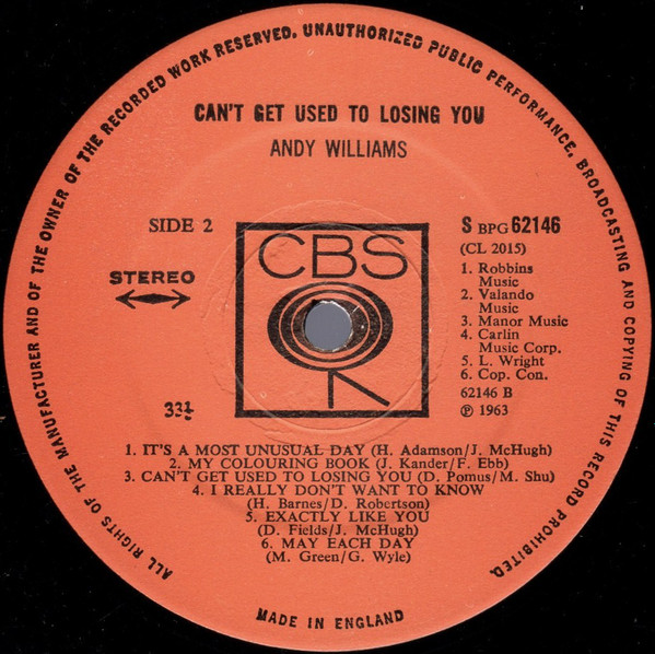 Andy Williams - Can't Get Used To Losing You | CBS (62146) - 4