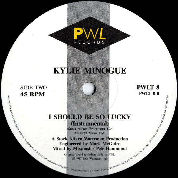 Kylie Minogue - I Should Be So Lucky | PWL Records (PWL T8) - 4 Kylie Minogue - I Should Be So Lucky | PWL Records (PWL T8) - 4