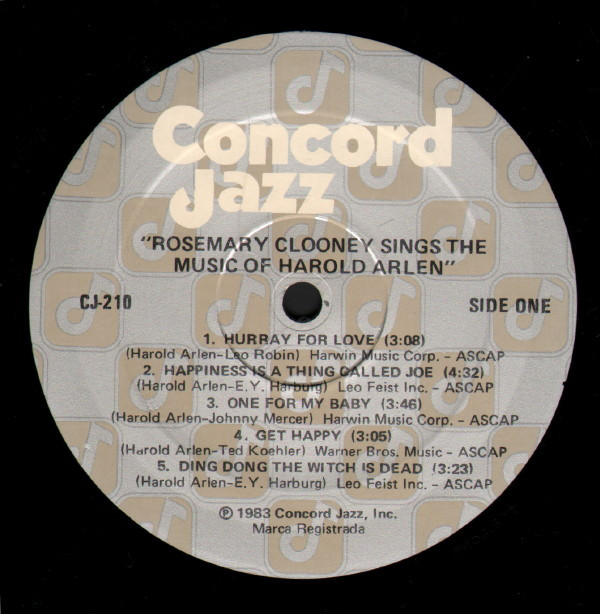 Rosemary Clooney Sings The Music Of Harold Arlen
