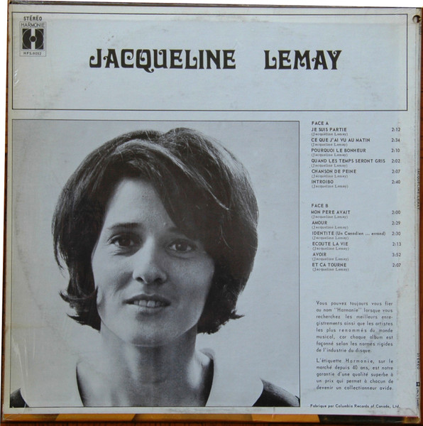 Jacqueline Lemay - Jacqueline Lemay | Harmonie (HFS 9052) - 2 Jacqueline Lemay - Jacqueline Lemay | Harmonie (HFS 9052) - 2