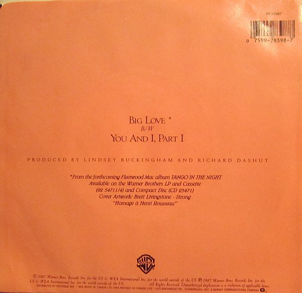 Fleetwood Mac - Big Love | Warner Bros. Records (92 83987) - 2