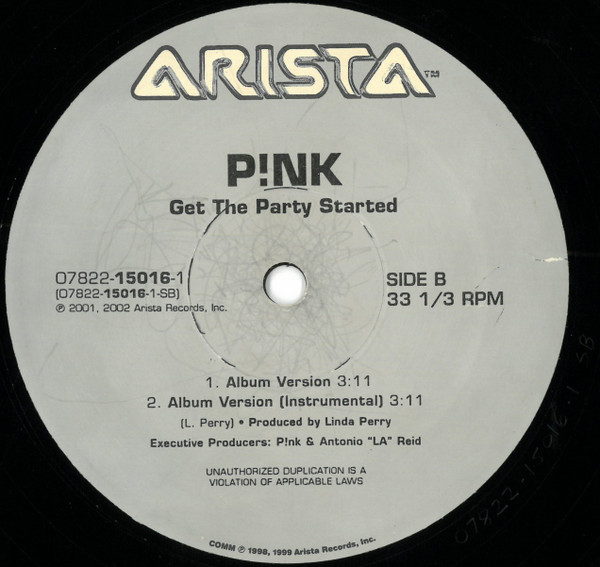 P!nk - Get The Party Started | Arista (07822-15016-1) - 4