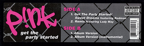 P!nk - Get The Party Started | Arista (07822-15016-1) - 2