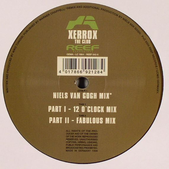 Xerrox - The Club | Reef Recordings (REEF 040-6) - main