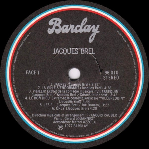Jacques Brel - Brel [Vinyl] | Barclay (96 010) - 3