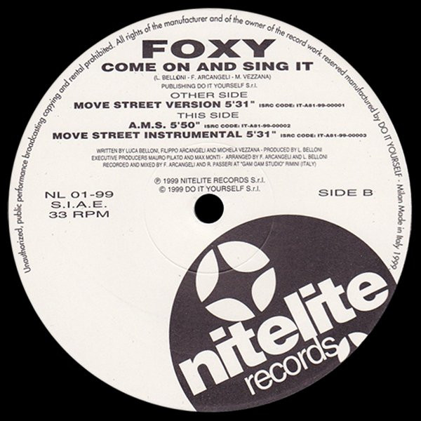 Foxy - Come On And Sing It | Nitelite Records (NL 01-99) - main Foxy - Come On And Sing It | Nitelite Records (NL 01-99) - main