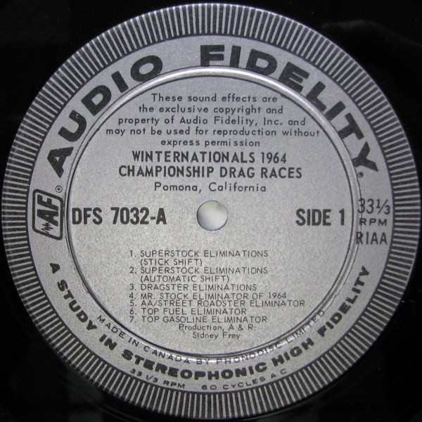 No Artist - Winternationals 1964 Championship Drag Races Pomona [Vinyl] | Audio Fidelity (DFS 7032) - 3