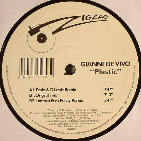 Gianni De Vivo - Plastic | Zig Zag Records (ZIG20091)