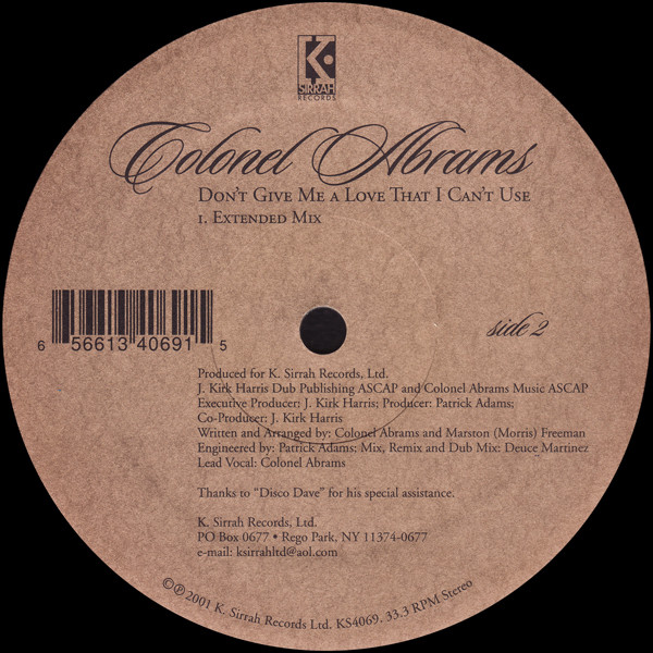Colonel Abrams - Don't Give Me A Love That I Can't Use | K. Sirrah Records (KS 4069) - 2 Colonel Abrams - Don't Give Me A Love That I Can't Use | K. Sirrah Records (KS 4069) - 2