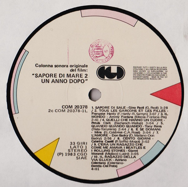 Various - Sapore Di Mare 2 Un Anno Dopo | CGD (COM 20378) - 3 Various - Sapore Di Mare 2 Un Anno Dopo | CGD (COM 20378) - 3