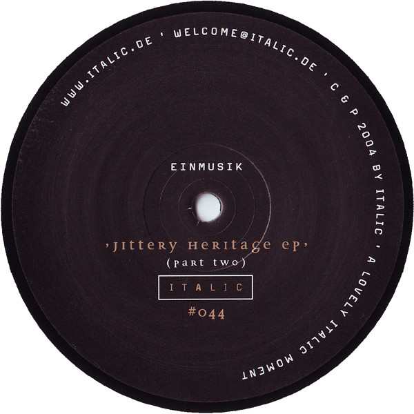 Einmusik - Jittery Heritage EP (Part Two) | Italic (ITA 044) - main