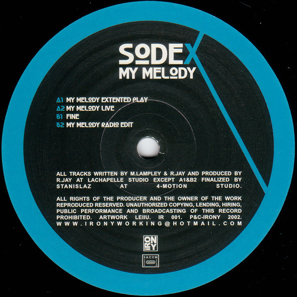 Sodex - My Melody | Irony (IR 001) - 3