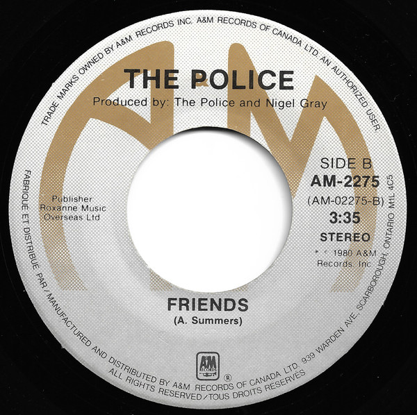The Police - De Do Do Do, De Da Da Da / Friends | A&M Records (AM-2275) - 2