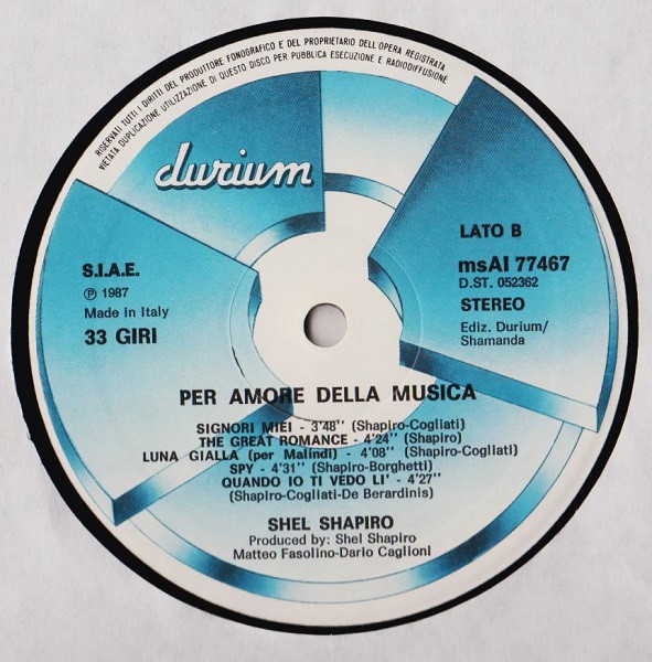Shel Shapiro - Per Amore Della Musica | Durium (ms AI 77467) - 4