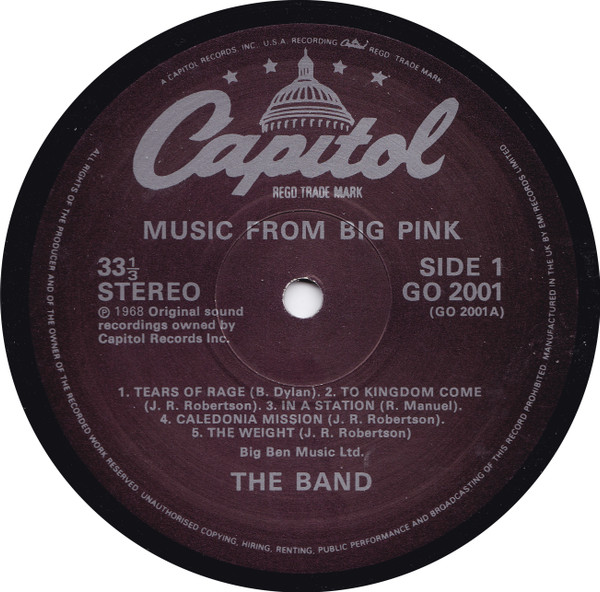 The Band - Music From Big Pink LP | Capitol Records (GO 2001) - 3 The Band - Music From Big Pink LP | Capitol Records (GO 2001) - 3