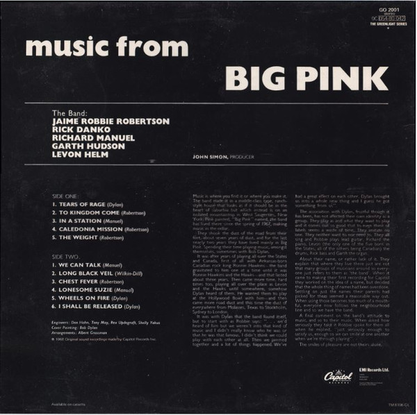 The Band - Music From Big Pink LP | Capitol Records (GO 2001) - 2 The Band - Music From Big Pink LP | Capitol Records (GO 2001) - 2