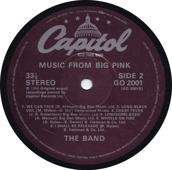 The Band - Music From Big Pink LP | Capitol Records (GO 2001) - 4 The Band - Music From Big Pink LP | Capitol Records (GO 2001) - 4