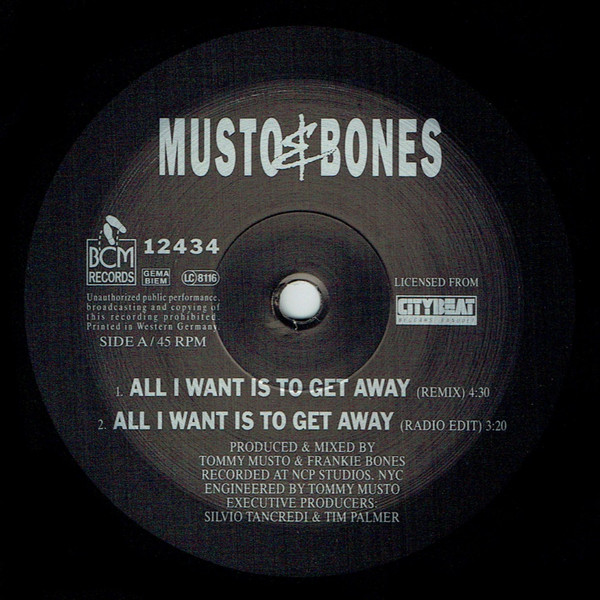 Musto & Bones - All I Want Is To Get Away | BCM Records (12434) - 3