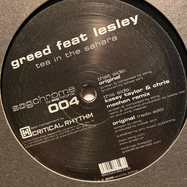 Greed Feat. Lesley - Tea In The Sahara | Sog Chrome (SOG CH 004)