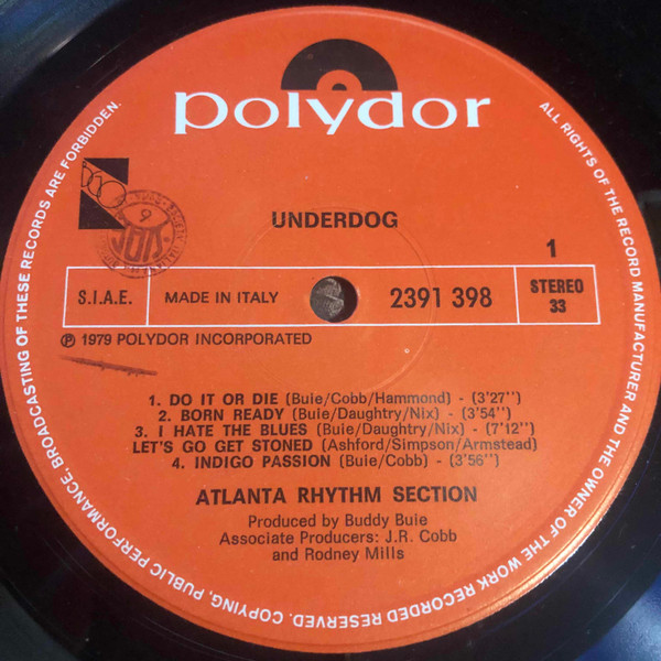 Atlanta Rhythm Section - Underdog | Polydor (2391 398) - 3