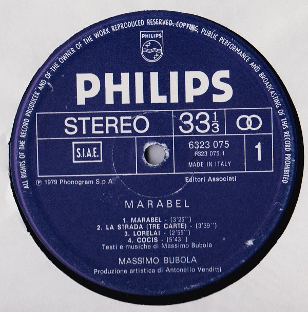 Massimo Bubola - Marabel | Philips (6323 075) - 3