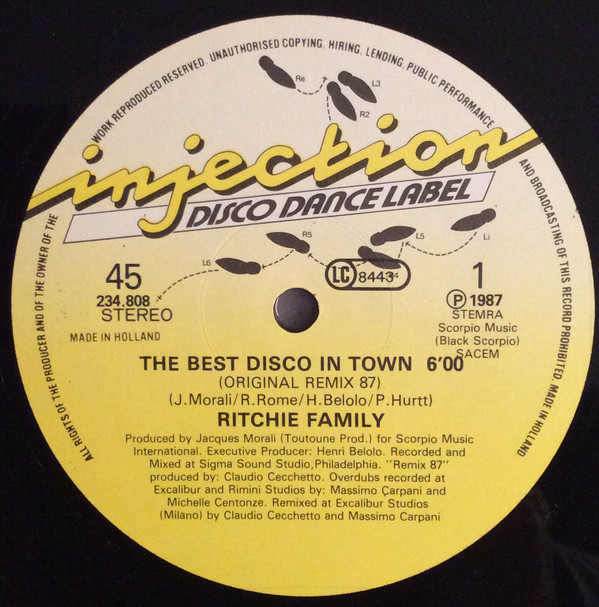 The Ritchie Family - The Best Disco In Town (Original Remix 87) | Injection Disco Dance Label (234.808)