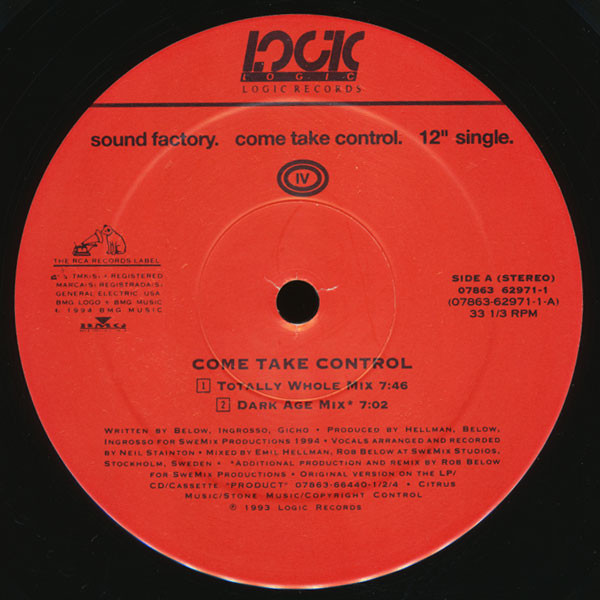 Sound Factory - Come Take Control | Logic Records (07863-62971-1) - 3