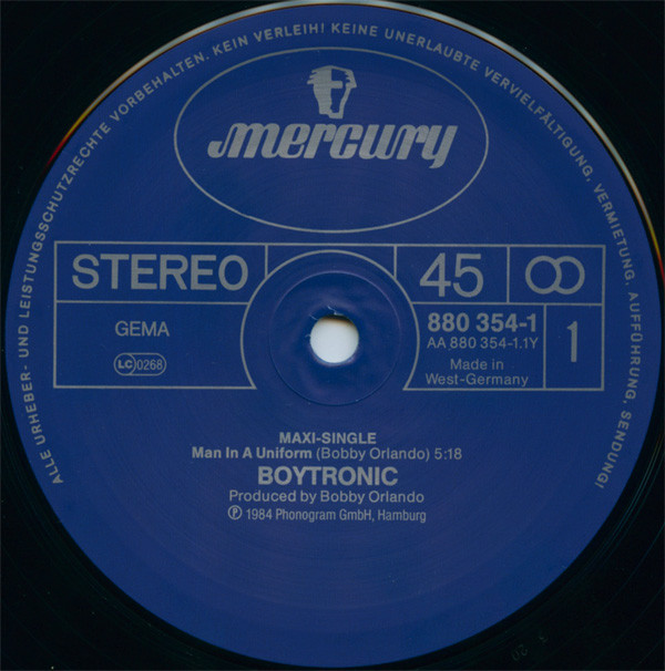 Boytronic - Man In A Uniform (Continental-Mix) | Mercury (880 354-1) - 3
