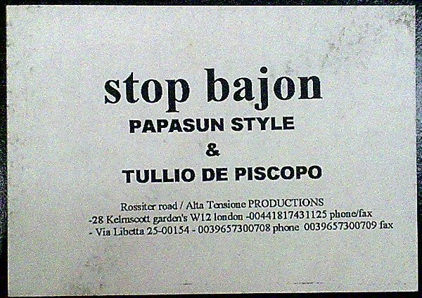 Papasun Style & Tullio De Piscopo - Stop Bajon | Rossiter Road (RRD 007) - 3
