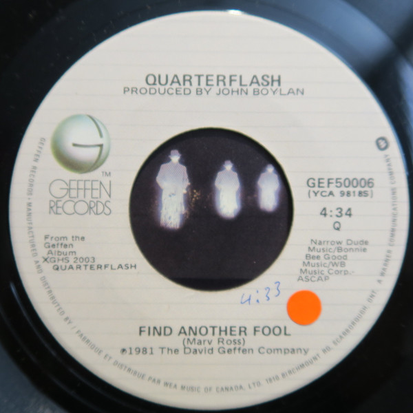 Quarterflash - Find Another Fool | Geffen Records (GEF50006) - 3