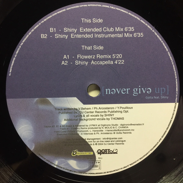 Gotta Feat. Shiny - Never Give Up | Paradise Records (PARADISE 012) - 3