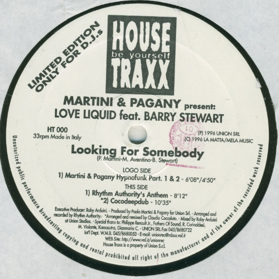 Martini & Pagany Present: Love Liquid Feat. Barry Stewart - Looking For Somebody | House Traxx (HT 000) - main Martini & Pagany Present: Love Liquid Feat. Barry Stewart - Looking For Somebody | House Traxx (HT 000) - main