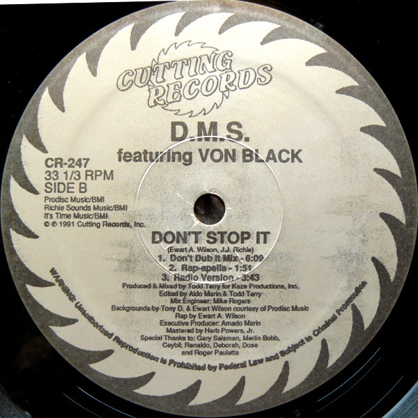 D.M.S. Featuring Von Black - Don't Stop It | Cutting Records (CR-247) - 2