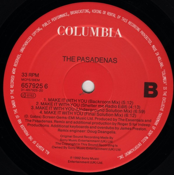 The Pasadenas - Make It With You | Columbia (657925 6) - 3