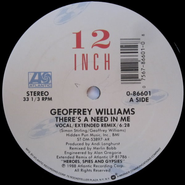 Geoffrey Williams - There's A Need In Me | Atlantic (0-86601) - 2