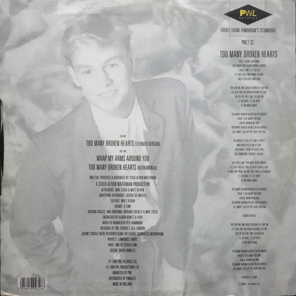 Jason Donovan - Too Many Broken Hearts | PWL Records (PWLT 32) - 2