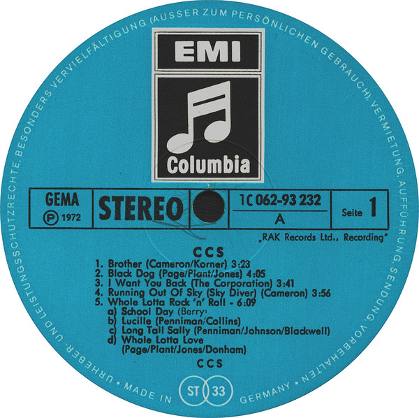 CCS - CCS | Columbia (1C 062-93 232) - 3 CCS - CCS | Columbia (1C 062-93 232) - 3