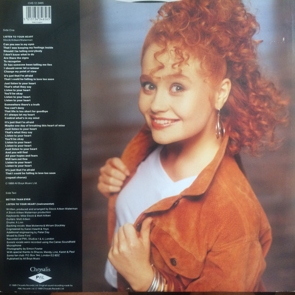 Sonia - Listen To Your Heart | Chrysalis (CHS 12 3465) - 2