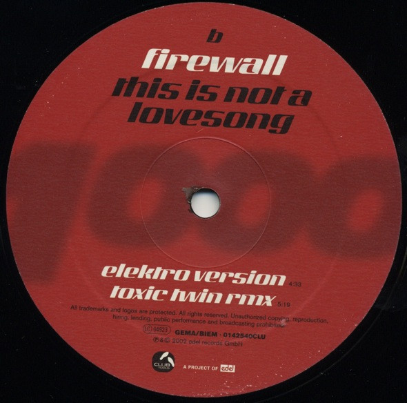 Firewall - This Is Not A Lovesong | Club Tools (0142540CLU) - 2 Firewall - This Is Not A Lovesong | Club Tools (0142540CLU) - 2