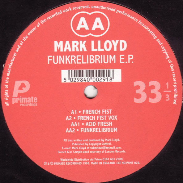 Mark Lloyd - Funkrelibrium E.P. | Primate Recordings (PRMT 029) - main