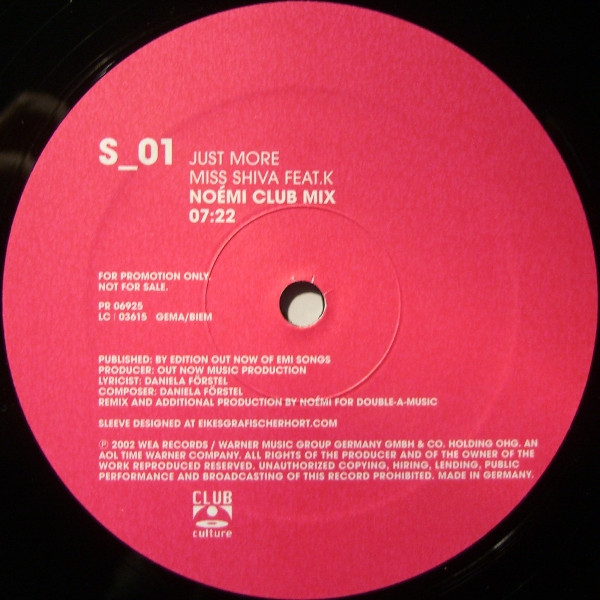 Miss Shiva Feat. K - Just More | Club Culture (PR 06925) - 4 Miss Shiva Feat. K - Just More | Club Culture (PR 06925) - 4