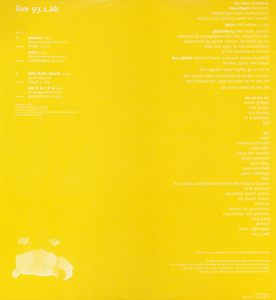 The Orb - Live 93 | Island Records (ILPSQ 8022) - 4 The Orb - Live 93 | Island Records (ILPSQ 8022) - 4
