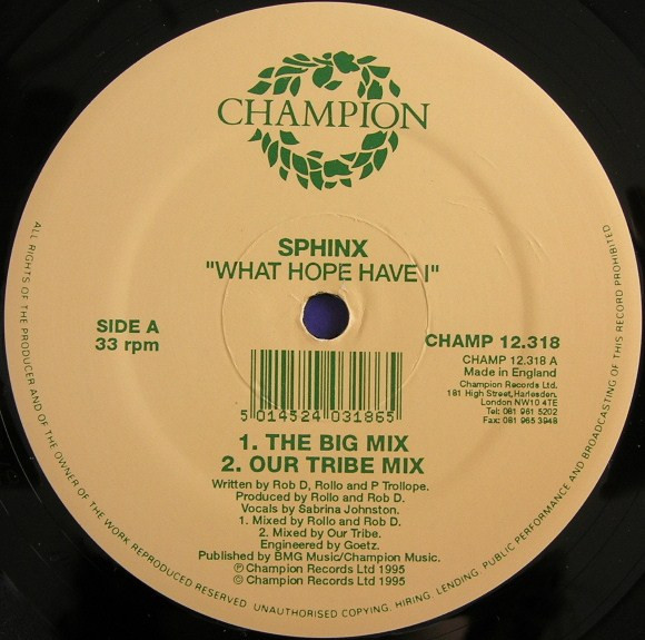 Sphinx - What Hope Have I | Champion (CHAMP 12.318) - 3