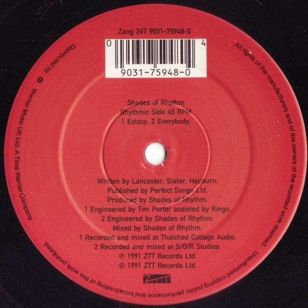 Shades Of Rhythm - Extacy EP | ZTT (ZANG 24T) - 3
