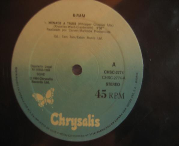 K-Ram - Ménage À Trois (Whopper Chopper Mix) | Chrysalis (CHSC-2774) - 3
